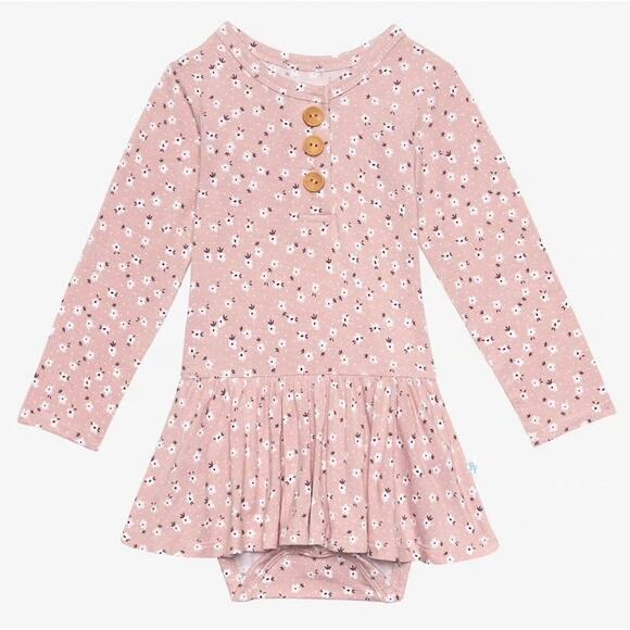 Posh Peanut Other - Posh Peanut Bamboo Maevis Pink Floral Long Sleeve Bodysuit Dress 18-24M Baby
